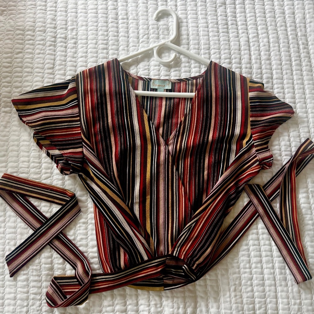 Veronica M. Multi color stripes.. Tie at waist. Size S